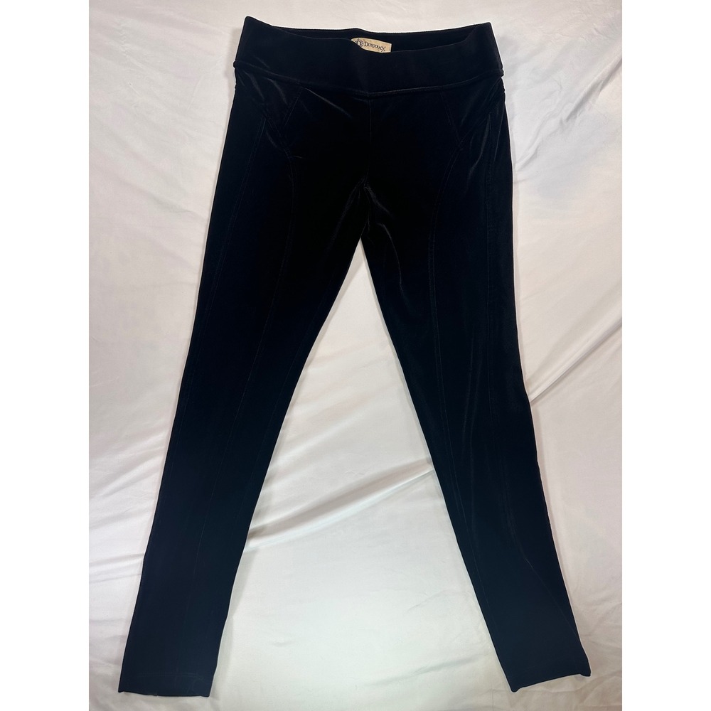 Democracy Glider Black Velvet‎ Leggings Women's Medium Pull On Stretch Pants